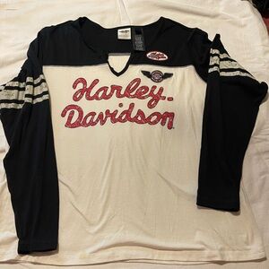 Harley-Davidson Black and Cream Top with Red Logo